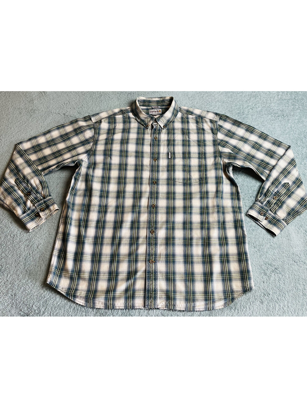 Carhartt Long Sleeve Relaxed  Fit Plaid Button Down Shirt, Blue/Multi, XL